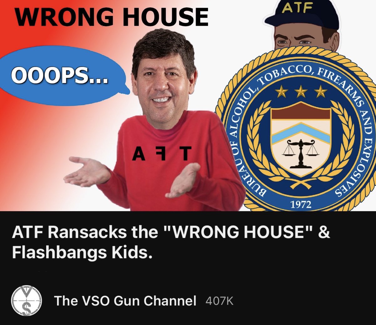 VSOGunChannel's tweet photo. Day 1: President Trump should sign an executive order disarming the ATF and ban them from engaging in direct law enforcement actions. Full video below. https://t.co/YMxl53BqR4