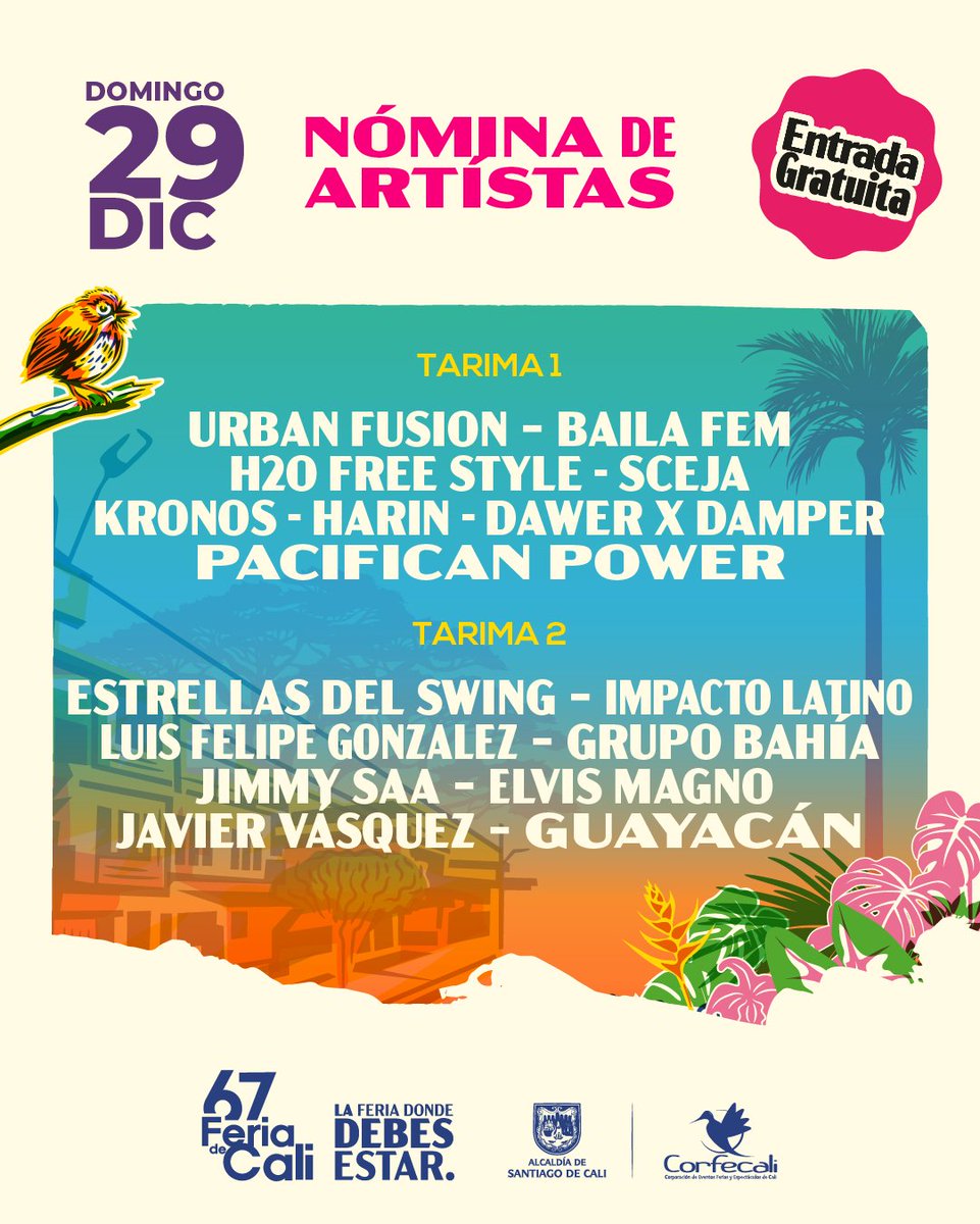 ¡La Calle de la Feria te espera! 🎉

🕓 4pm a 2am
📍Autopista suroriental con Crr 50 
🎟 ENTRADA GRATUITA

Música, sabor y puro vacilón. 

Etiqueta a los que no se pierden una rumba y vénganse GRATIS a la Calle de la Feria. 🔥
💃🕺🥳

#LaFeriaDeCaliEsDondeDebesEsta