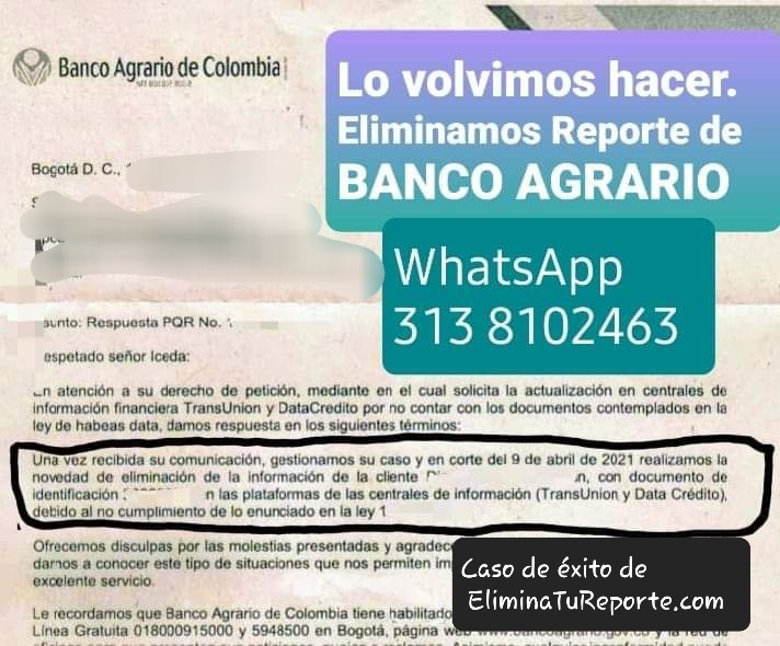 Reportado(a) en Centrales de Riesgo?
Podemos ayudarte‼️
Recordando estos casos de éxito de SUFI, Refinancia y Banco Agrario.
CONOCE Más #Casosdeéxito de #Reportados en la sección fotos de este Facebook o en ICEDA Soluciones Jurídicas.

#sufi #BancoAgrario #Refinancia