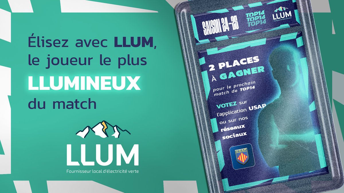usap_officiel's tweet photo. LLUM :
Élisez le joueur le plus LLUMineux du match avec notre partenaire LLUM 💡
Lien du formulaire 🔗 :
https://t.co/IhGKZfyZOH
#usapcestvous #top14 #rugby #usap #Llumarte https://t.co/ltAGCKdOK1