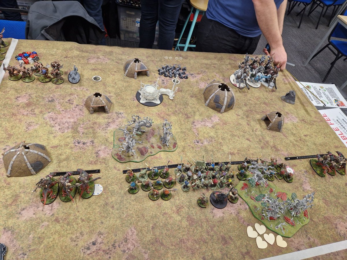 JDavenpott's tweet photo. Managed to get 2 games of 4th ed in, full on stupid moments, like 10 buffed Brutes doing 12 wounds, then after half died, the next turn the survivors with 0 buffs did 14. Thanks @Goose_Brains https://t.co/2Mr4dbfHKq