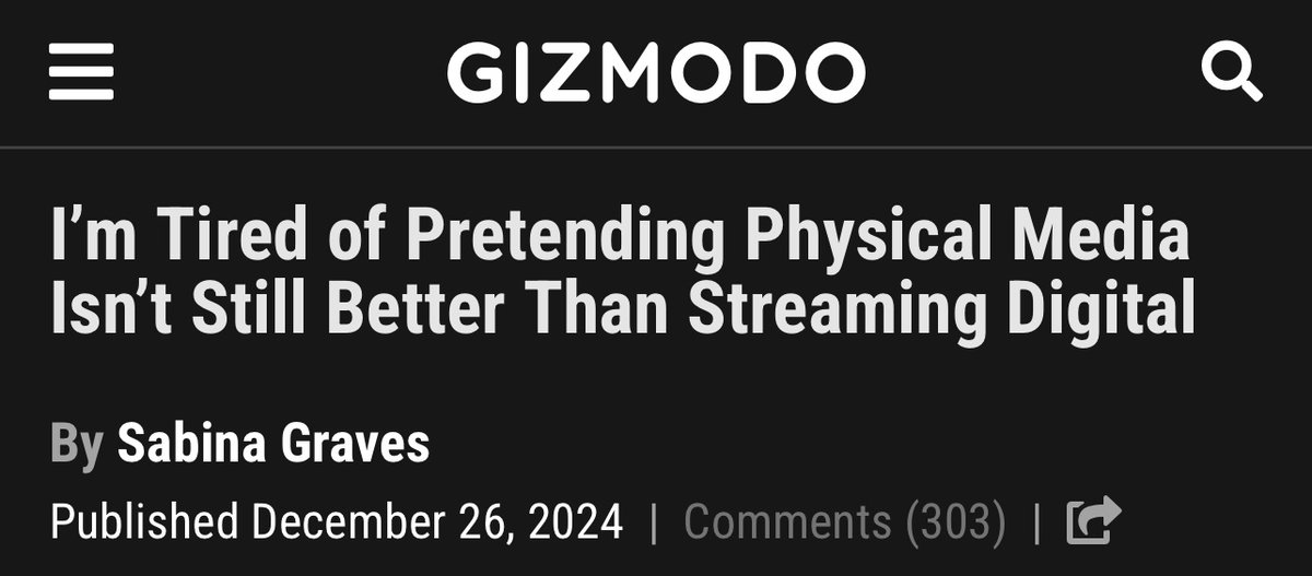 Great physical media article at <a href="/Gizmodo/">Gizmodo</a>