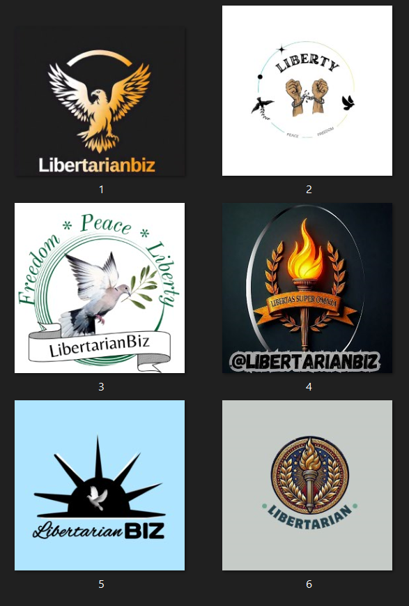 LibertarianBiz's tweet photo. Tiebreaker Vote!!!

Please vote for your favorite of these six logos by replying below with the number of the one you are voting for. https://t.co/CwCTzzOmGY