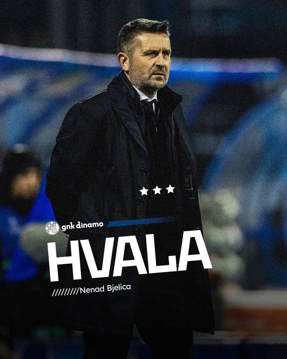 gnkdinamo's tweet photo. GNK Dinamo je donio odluku o prekidu suradnje s dosadašnjim trenerom prve momčadi, gospodinom Nenadom Bjelicom.

Bjelica je preuzeo klupu Dinama u rujnu ove godine i vodio momčad do uspjeha u UEFA Ligi prvaka. Nažalost, rezultati u SuperSport HNL-u su izostali i nisu ispunili očekivanja zbog čega je Uprava kluba sa sportskim direktorom odlučila poduzeti promjene.

Gospodinu Nenadu Bjelici zahvaljujemo na njegovom doprinosu i predanosti, te mu želimo puno uspjeha u daljnjoj karijeri.