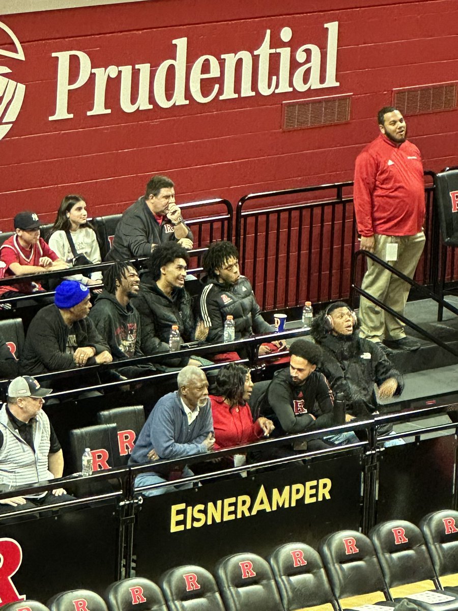 AlecCr12's tweet photo. Jeremiah Williams, Dylan Harper, Jamichael Davis, and Ace Bailey representing Rutgers Men’s Basketball at the game today. https://t.co/YyzrKuskXn