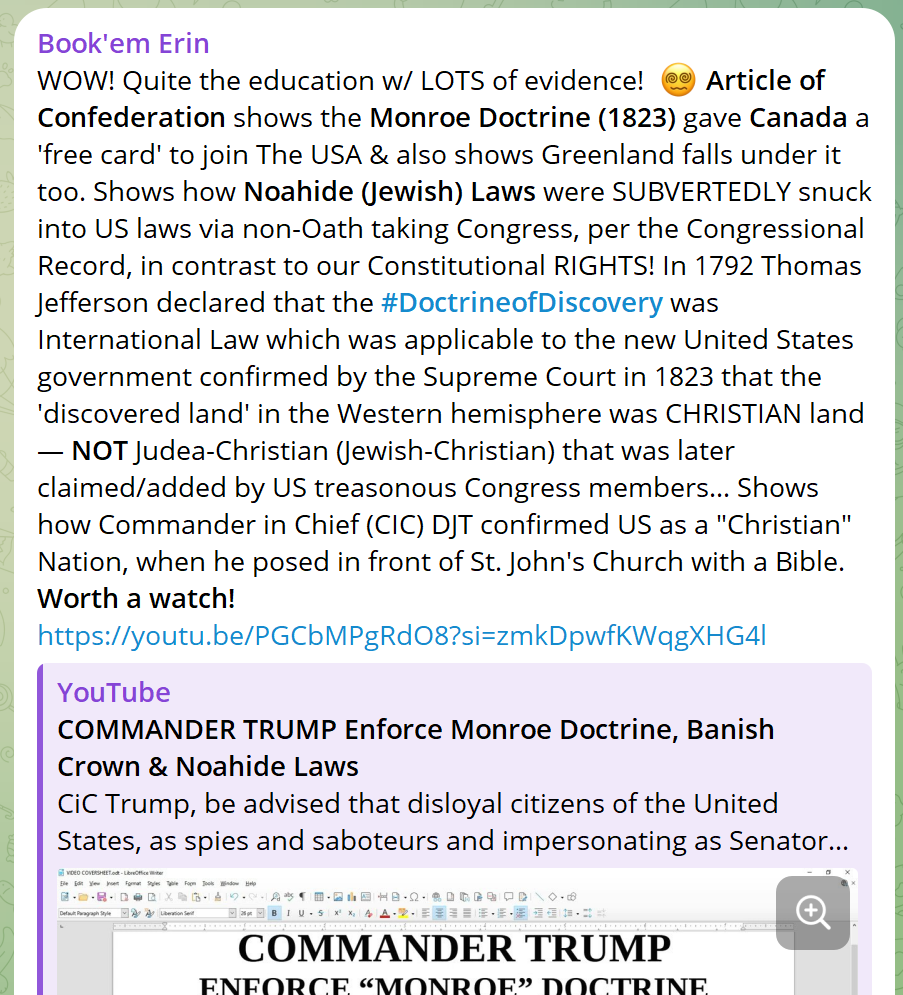 BookemErin1's tweet image. We've been dumbed down by our INFILTRATED government o'er the years.😬Chocked full of indisputable #hiddenhistory evidence about #ArticlesOfConfederation #NoahideLaws #MonroeDoctrine #DoctrineOfDiscovery #Canada #Greenland #Panama youtu.be/PGCbMPgRdO8?si…