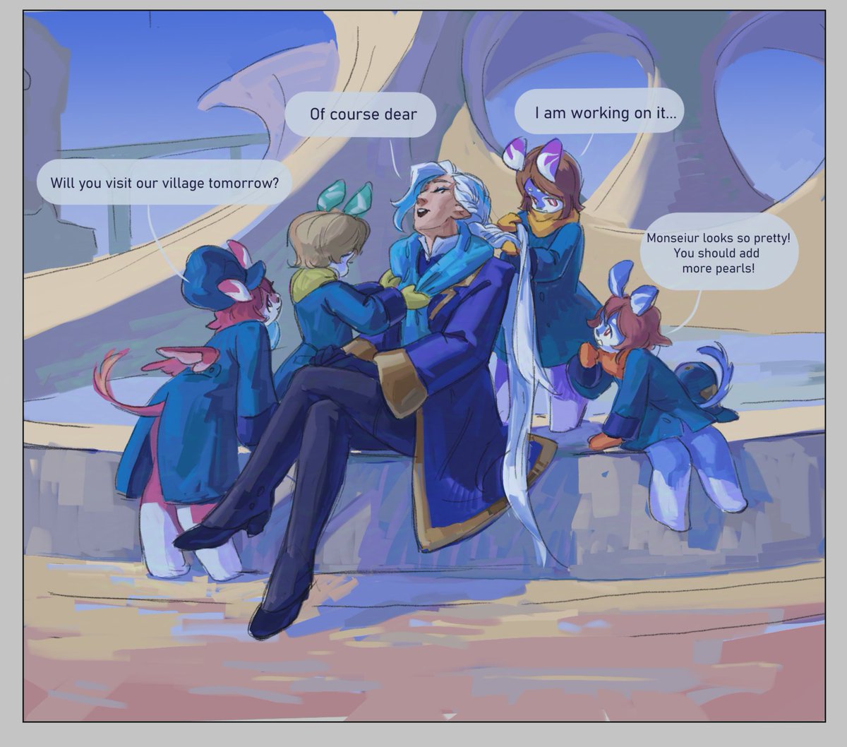 Neuvilette's birthday day Pt.2: afternoon at the opera 1/2
Swarmed by his daughters 🥹🩵
#neuvillette #GenshinImpact