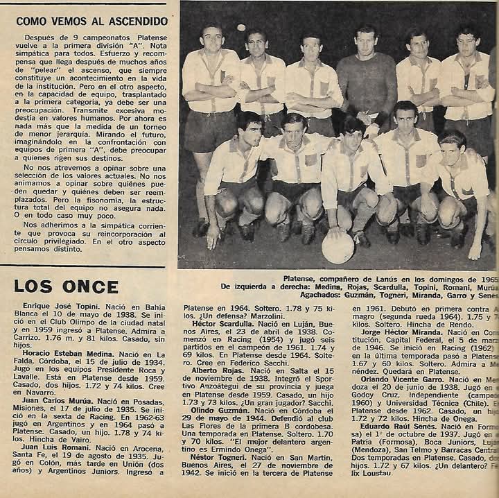 🔙 🏆 Un 29/12 de 1964 Platense logró el ascenso a la máxima categoría del fútbol argentino cuando derrotó 2-1 a All Boys, en el “Viejo Gasómetro”.

⚽️ Orlando Garro y Olindo Guzmán

#SiemprePlatense🤎