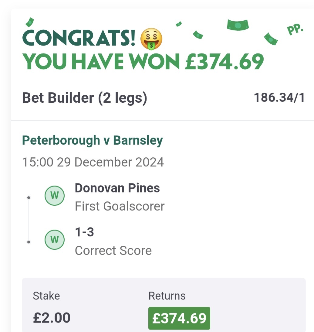 ianhorton68's tweet image. If you're going to back a first goalscorer and a correct score, it's always good to back it up in a double. Merry Christmas @BarnsleyFC and big Donavon! #URedsss