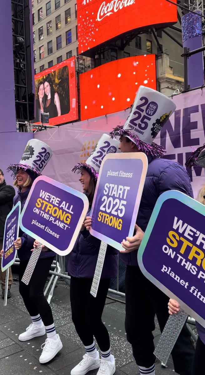 Walking in a confetti wonderland 💜☁️💛 Today’s Confetti Test with Planet Fitness was a SUCCESS! We’re getting ready to start the new year STRONG! 💪We can’t wait to watch the official #NYE confetti (along with your wishes!) float down over Times Square on #NewYearsEve 🪩