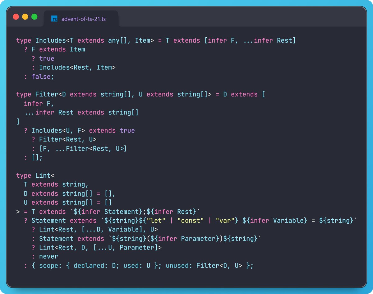 curiosbasant's tweet image. I've completed 🎩Bernard's New Demands 2: Electric Boogaloo - Advent of TypeScript 2024 adventofts.com/events/2024/21 #AdventOfTypescript