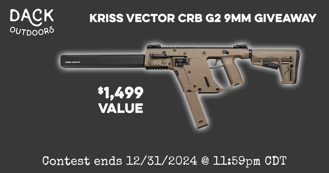 gtmcl's tweet image. #DACK Dack Outdoors is giving away a Kriss Vector CRB G2 9mm
 wn.nr/zq6vsYg