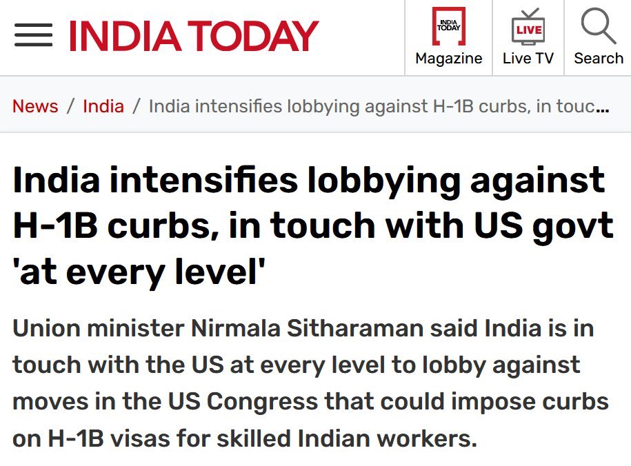USTechWorkers's tweet photo. India relies on H-1B visas to facilitate offshoring U.S. jobs, while allowing a large number of Indians to settle in America. This creates a steady flow of remittances and strengthens political influence that aligns with India's interests. Bad for American workers. https://t.co/zuxSX3m1oC