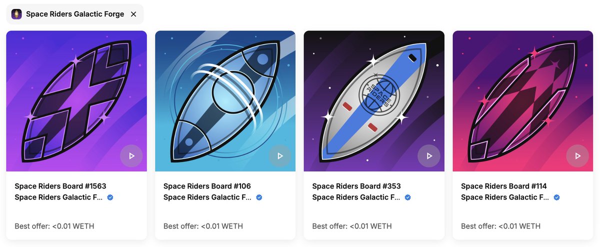hystiebeans's tweet photo. Completed the four-board set.
Let's fucking ride.

@SpaceRidersXYZ #GalacticForge https://t.co/a2NgAZzx8Z