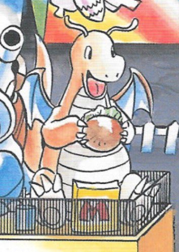 Dragonite enjoys a burger