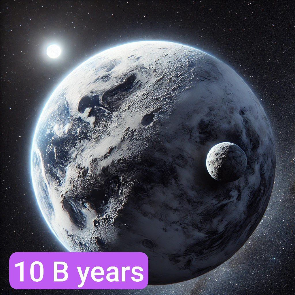 d4Extime's tweet photo. What will happened with our planet in 500 M, 5 B, 10 B and 100 B years https://t.co/3WYT0orNPR