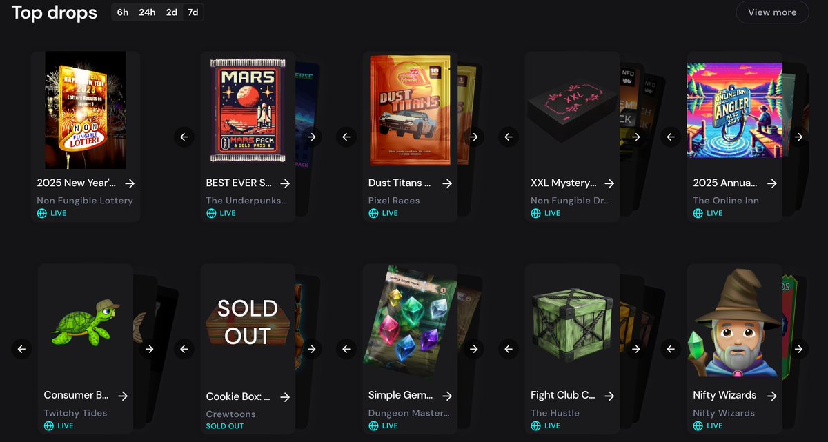 neftyblocks's tweet photo. 🔥The last Weekly Top Drops of 2024 are here🔥
#1 → 2025 New Year's Lottery TICKET DROP! by @NFLottery 
#2 → BEST EVER Starter Pack by @JaydzDev 
#3 → Dust Titans Pack - Special Edition |10 Cars by @pixelracesgo
Amazing drops to wrap up the year! What’s your top pick? Share your thoughts below! 👇