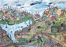 ZaharaBluCom's tweet photo. Born #onthisday1910 Arthur Villeneuve CM Québécois #naive #art #Primative #art #painter Most famous early work is his house at 669 rue Taché which he covered with his art Began painting #frescoes on outside of his house in April 1957 By 1978 he’d painted 2,800 canvasses https://t.co/gccO4v44xf