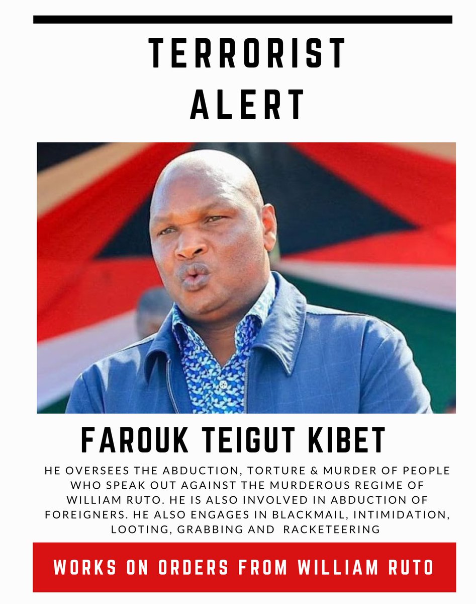 Kimaramari's tweet photo. Farouk Kibet struts around like he’s the landlord of Kenya, all because him and Ruto have mastered the art of abduction.
#EndAbductionsKE
#FufuaICC
#RutoMustGo https://t.co/LWXyWQdsR4