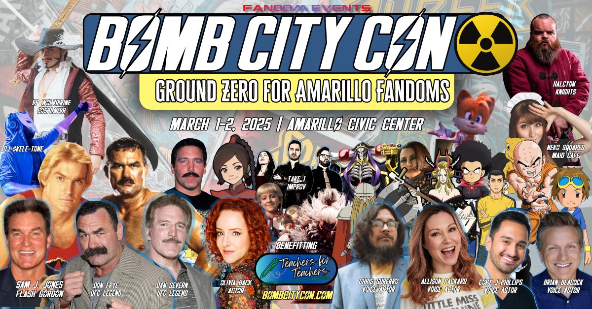 Our next convention is #BombCityCon, March 1-2, 2025, in Amarillo, Texas! Booths and Tickets available now at BombCityCon.com!