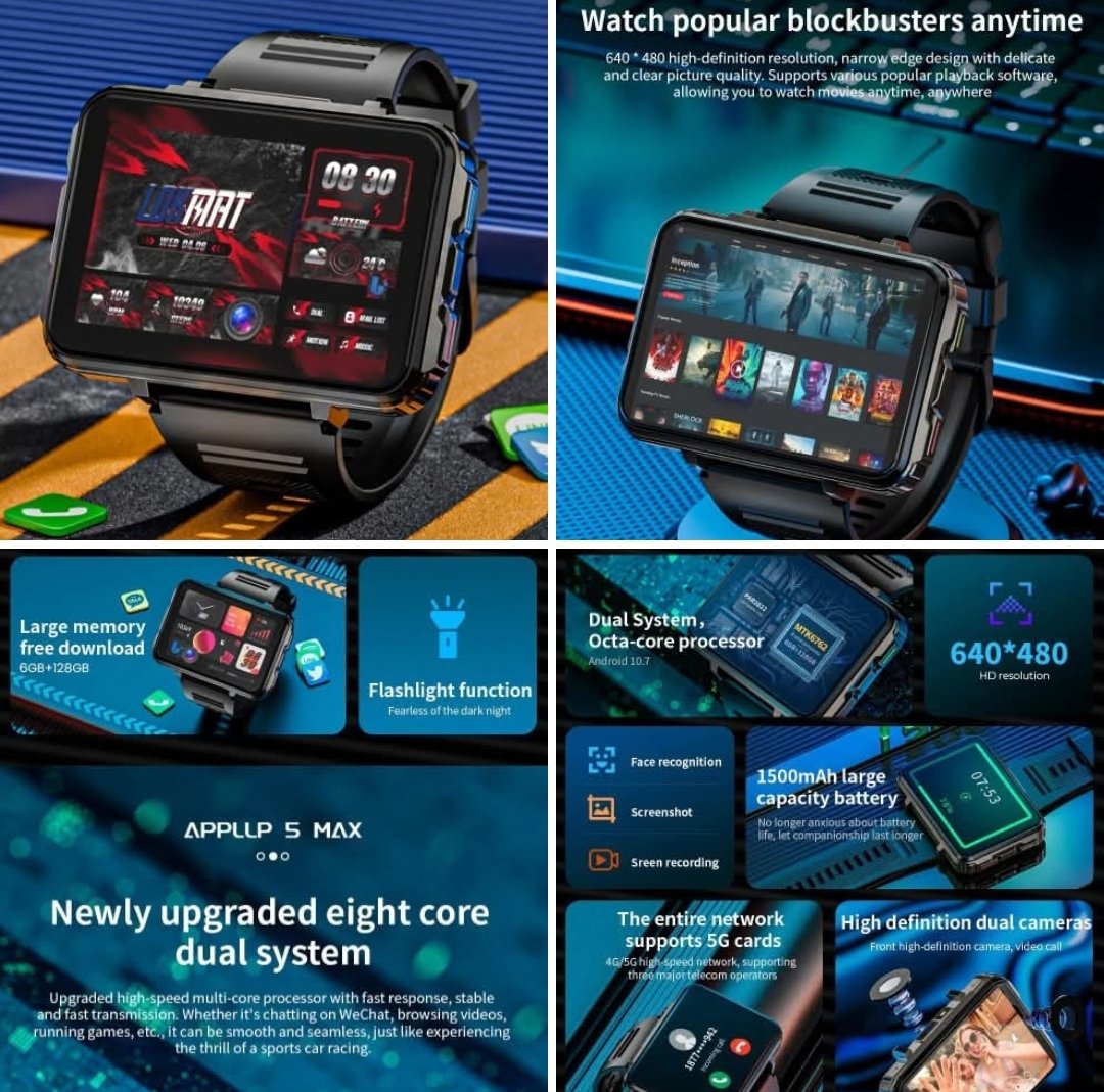 Buy_Globally's tweet image. Get now 👉 fas.st/WRjTsL 🏷️  APPLLP 5 MAX Smartwatch, 2.4-inch HD Screen, Android 10.7, 1500mAh Battery, 4G Calling, Dual Cameras, 6GB+128GB, Heart Rate Blood Oxygen Monitoring
#Smartwatch #4GCalling #HDScreen #HeartRateMonitor #BloodOxygenMonitoring #DualCameras