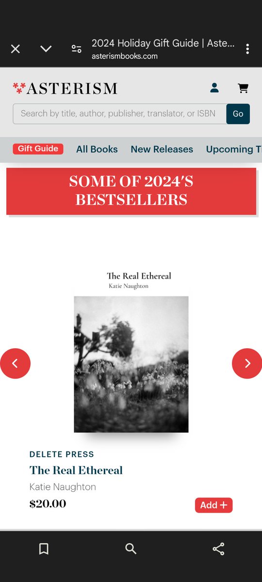 Katie Naughton (@k_e_naughton) on Twitter photo Thanks to everyone who made THE REAL ETHEREAL one of <a href="/asterism_books/">Asterism Books</a> best-sellers of 2024! (Alongside Lynne Tilman <a href="/glossitis/">Lynne Tillman</a>, Etel Adnan, Amy De'Ath @Amy_De_Ath !!) asterismbooks.com/product/the-re… Thanks to everyone who made THE REAL ETHEREAL one of <a href="/asterism_books/">Asterism Books</a> best-sellers of 2024! (Alongside Lynne Tilman <a href="/glossitis/">Lynne Tillman</a>, Etel Adnan, Amy De'Ath @Amy_De_Ath !!) asterismbooks.com/product/the-re…