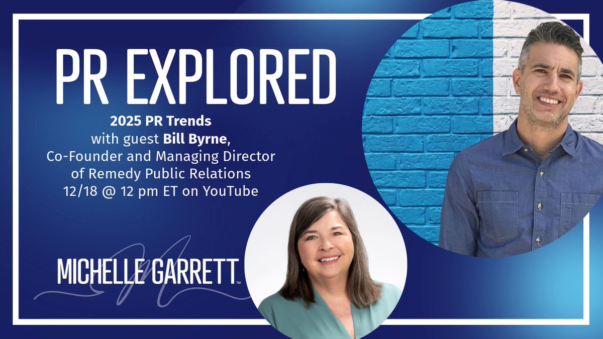 Michelle Garrett | B2B PR Consultant/Writer (@prisus) on Twitter photo ICYMI: What does 2025 hold for PR & comms pros? 🤔
<a href="/thedoubleb/">Bill Byrne</a> & I discuss public relations trends in this episode of PR Explored: michellegarrett.com/podcasts/2025-…
#PRExplored #PRtrends ICYMI: What does 2025 hold for PR & comms pros? 🤔
<a href="/thedoubleb/">Bill Byrne</a> & I discuss public relations trends in this episode of PR Explored: michellegarrett.com/podcasts/2025-…
#PRExplored #PRtrends