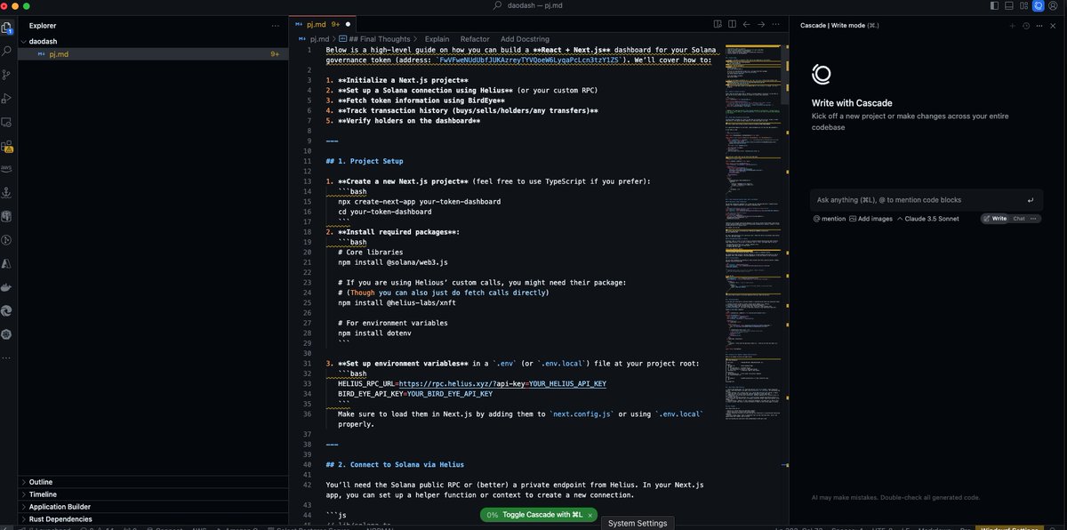 Making our very own @grindaoai Dashboard live on X.

Decided to use <a href="/windsurf_ai/">Windsurf</a> and going to onboard holders.

Come kick it and join the fun.