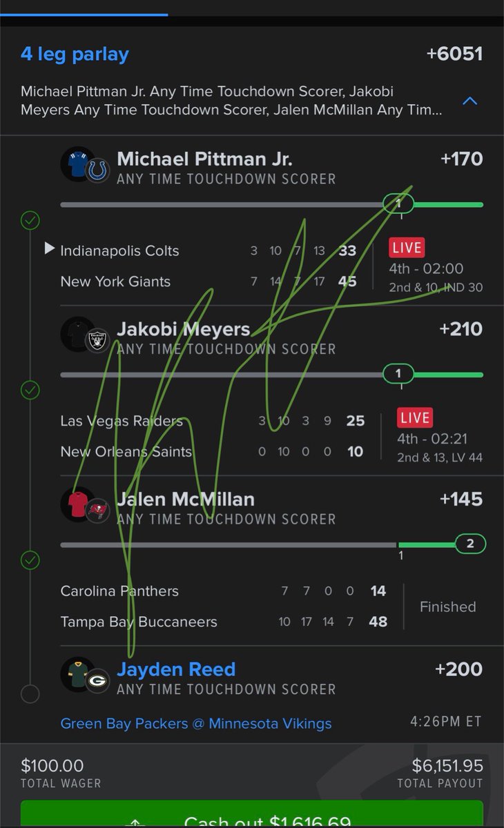 KingCashOuts's tweet photo. BLESS ME WITH SOME POSITIVE VIBES! 🤞🥵 

$6,000 PENDING ON JAYDEN REED!! LFG!! 

#GamblingX 

@FDSportsbook https://t.co/tTRKF5VaVj