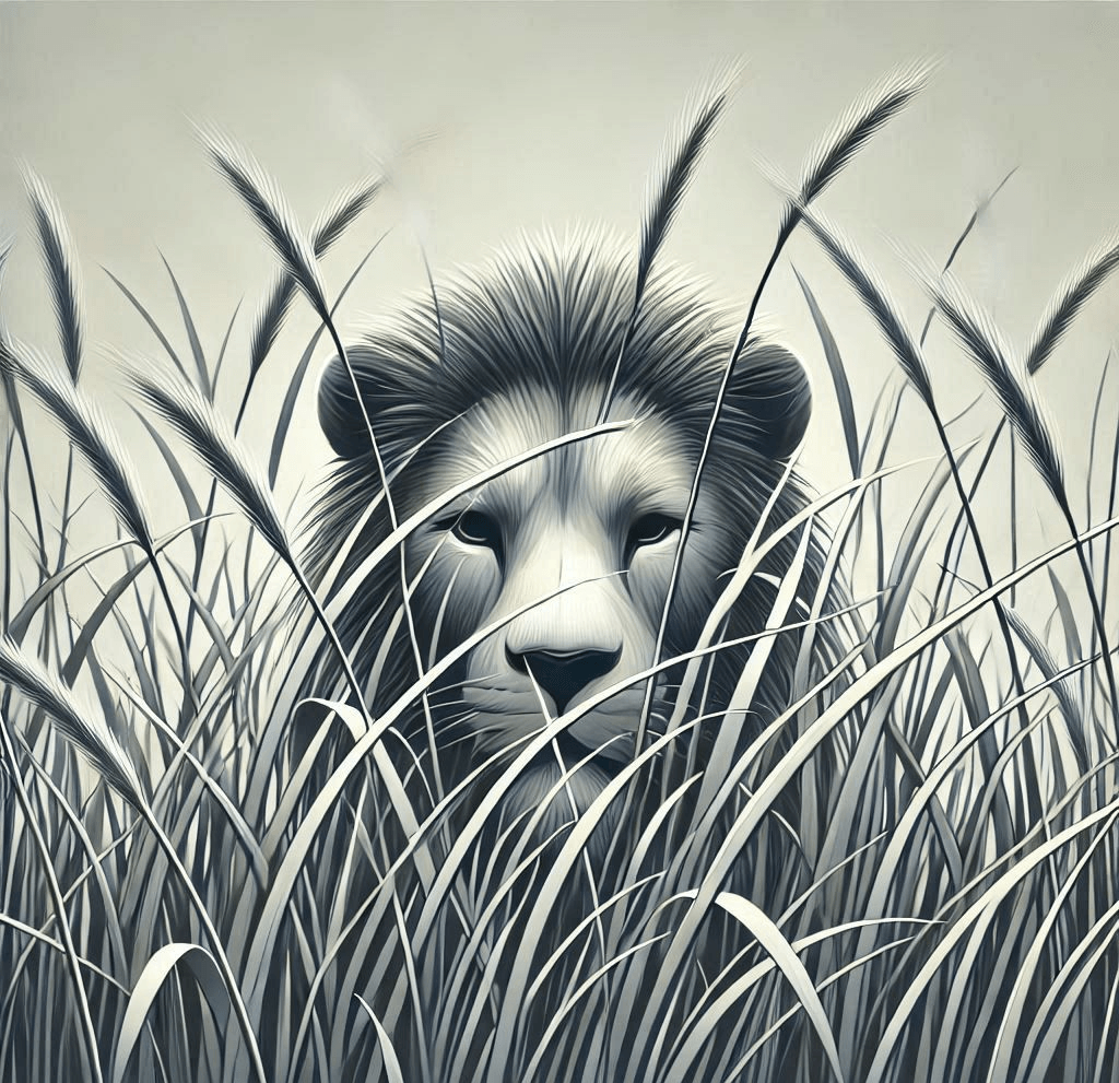 ScottyTreehouse's tweet photo. AI generated image - a lion hidden behind stalks of grass - #aiforever #aiart https://t.co/3UzwKTpXic https://t.co/IzWZVWBMW2