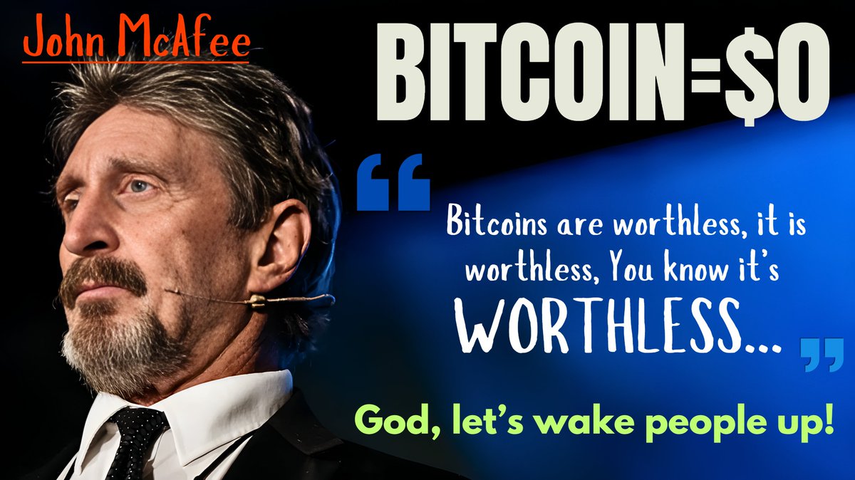 DavidXRPLion's tweet image. DavidXRPLion John McAfee- BITCOIN ALERT- IT IS WORTHLESS! Must Watch Trump News
It Isn't Backed by Gold, It Isn't Gold, It Isn't ISO 20022 Compliant, and It Isn't Included in Quantum Financial System.
beforeitsnews.com/alternative/20…