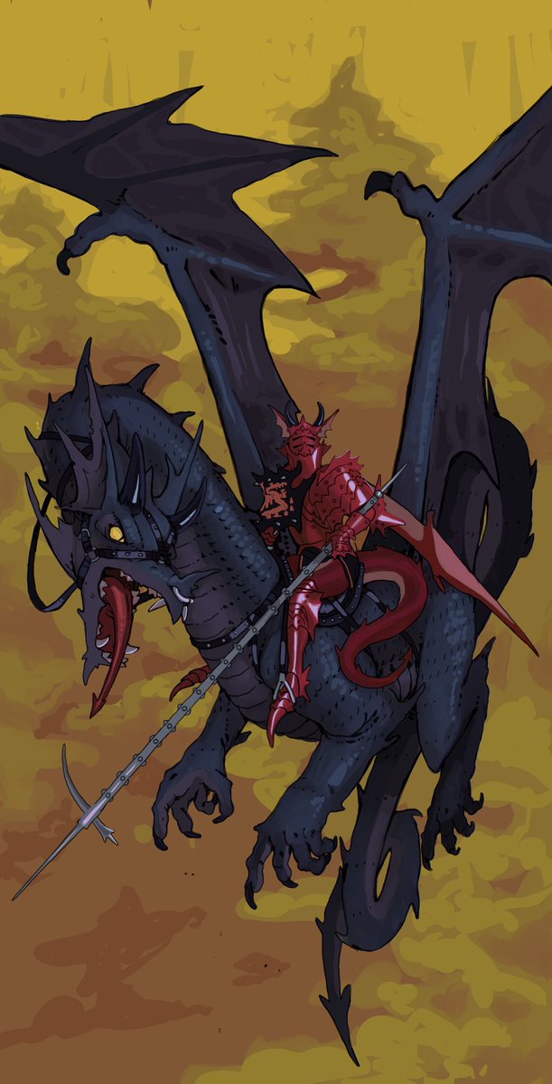 While larger, faster wyverns are better suited for the "noble" aerial combat with the aerial lance, smaller dragons like these are preferred for use on the surface or in sieges.

Their 4 robust legs makes them fast on foot, great climbers, and terrifying to behold.