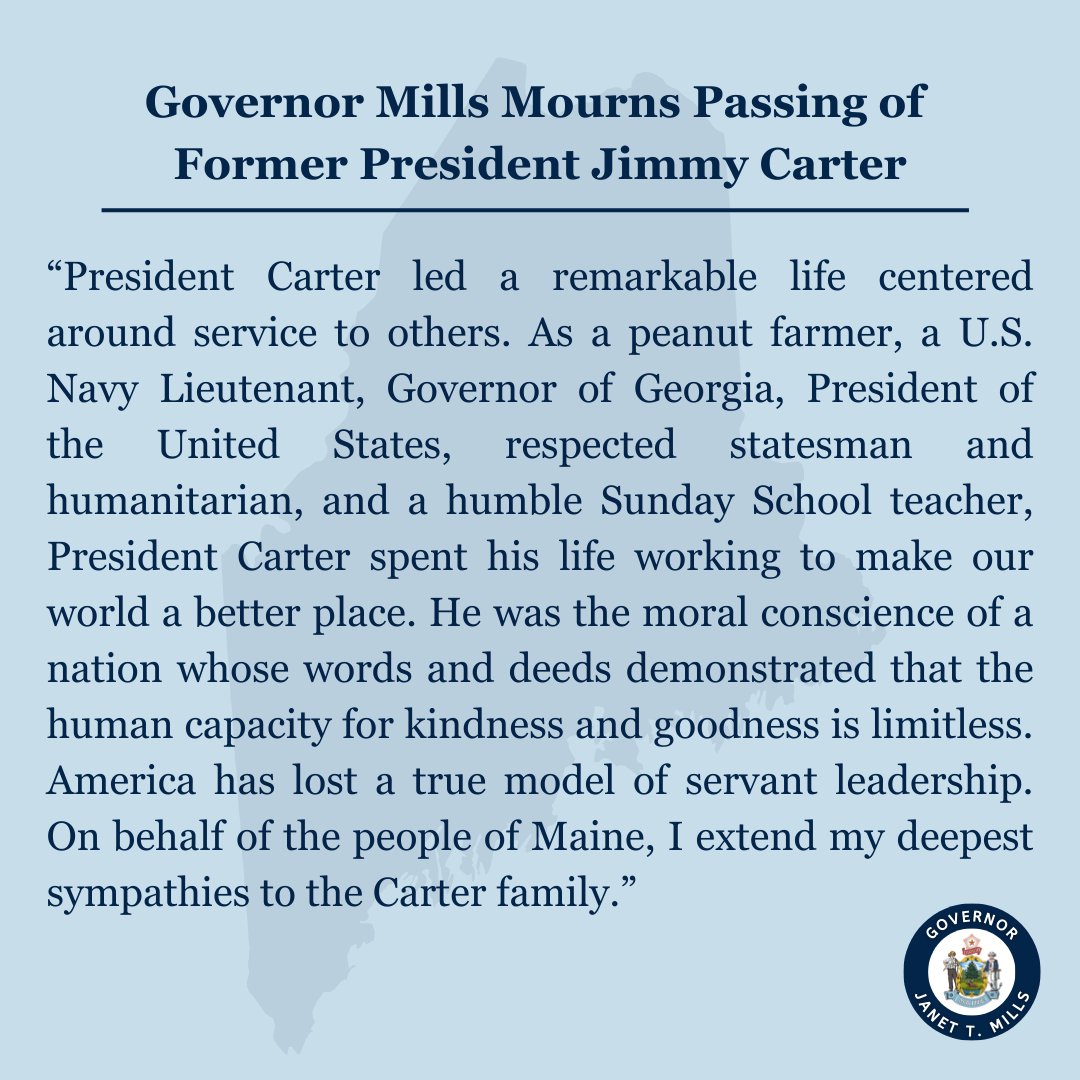 My statement on the passing of former President Jimmy Carter
