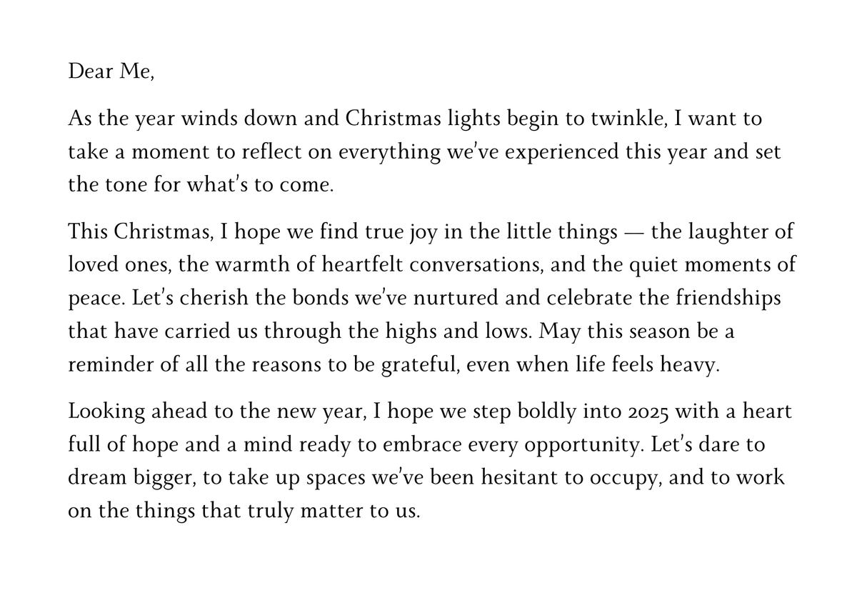 latoria_ria's tweet photo. Here’s to a Christmas filled with love and a new year overflowing with possibilities. Let’s make it one to remember.
#Day22 #31DaysChallenge #HeartfeltMessages #NewBeginnings #WritingChallenge2024 #DecemberVibes #LaunchJourney #CardsForAllOccasions
#Latoria https://t.co/zarjGEY3JM