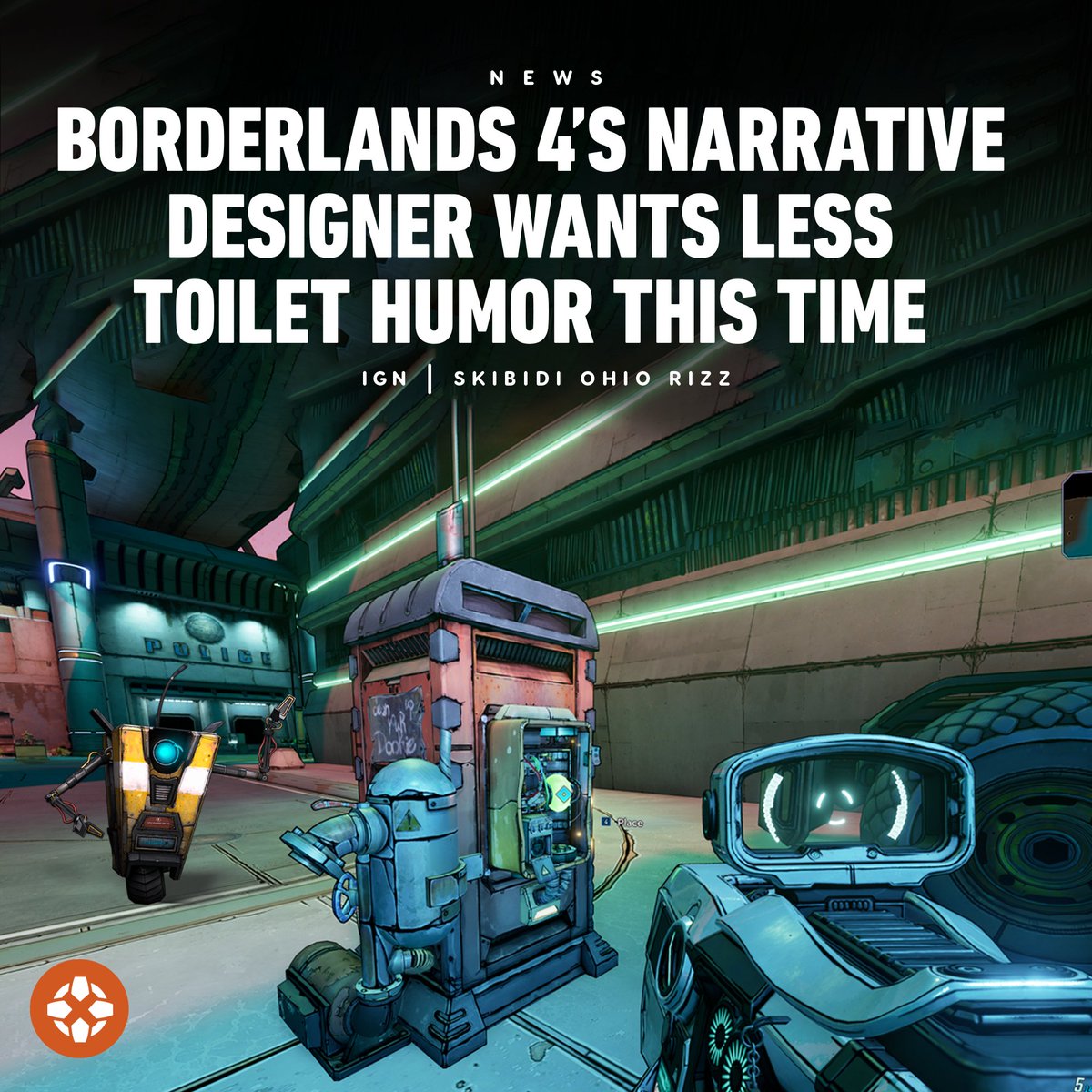 IGN's tweet photo. Borderlands 4’s narrative director has hinted at a cut-back on the toilet humor the series is famous for. https://t.co/TppaVvWjfr https://t.co/GdhXunll4L