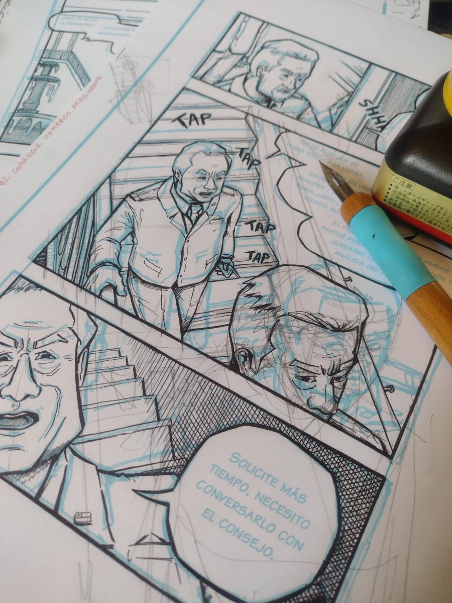 vicentezg_manga's tweet photo. ✍️Ayer pude avanzar un poco en el entintado. Pluma g y tinta china sobre opalina carta. Pueden ver las páginas digitalizadas en mi ko-fi
https://t.co/QfYxpDRHDk
.
#manga #comic #historieta #mangachileno #comicchileno #mangalatino #entintado #tinta #plumag #gpen https://t.co/Qln8LSqpZz
