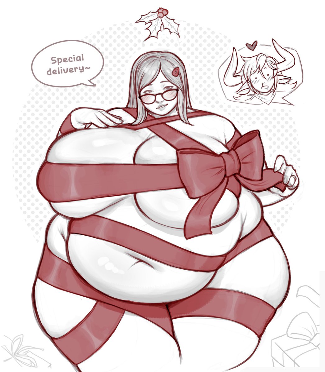 sketch comm with festive vibes for <a href="/Kijurin_/">Kijurin</a> of his oc Olivia (and tiny Molly) 🎄🎀 #bbwart