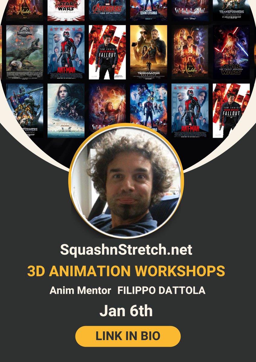 _flys_'s tweet photo. Hello #Animators!
Save the date! On January 6th, our new 3D Animation Workshops start with live online classes at https://t.co/8lr8Uls2jI
Animation Mentor: Filippo Dattola, Lead Animation at ILM.
These workshops are perfect for aspiring animators as well as professionals looking https://t.co/xtd5925L9m
