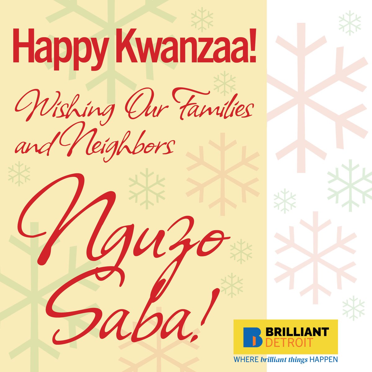 BrilliantCities's tweet photo. Happy first night of Kwanzaa!

Today, we reflect on Umoja (Unity), the foundation of strong communities and families. Let’s come together to celebrate culture, connection, and shared purpose. Wishing you a joyous start to this meaningful celebration.

#BeBrilliant #HappyKwanzaa https://t.co/GsfaDXbjjt