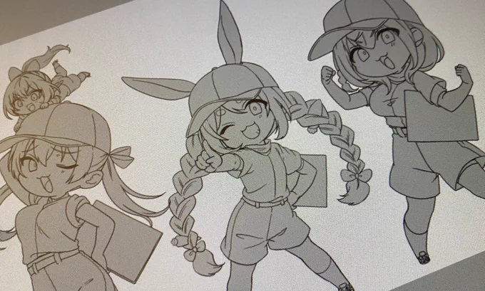 3期ミリしら監督ーズも本番当日までに描けたらええなの線画 