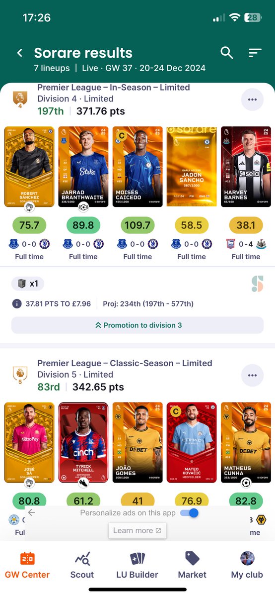 ChamakhGuy's tweet photo. Someone else can build my teams from now on. 2024 has been a bit of a shocker from a rewards point of view. In 2025 things need to change, not necessarily with the game but with my tactics and aims. I need to start hitting rewards. #sorare https://t.co/Gq3fxfLFOF