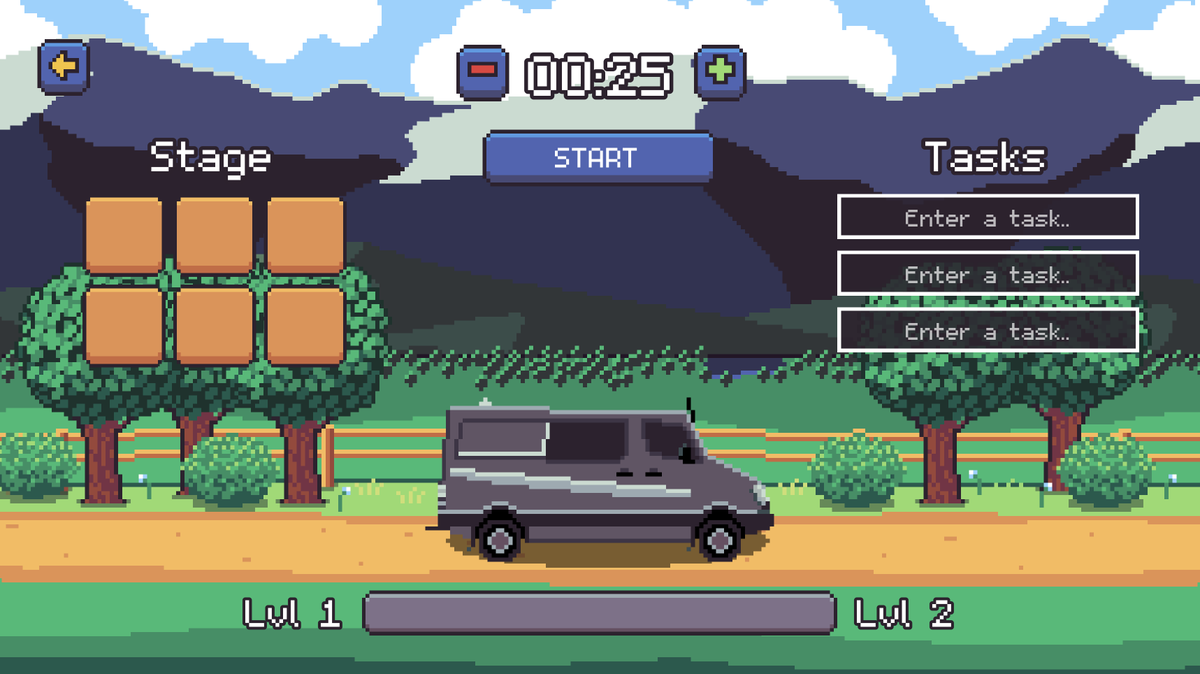 _devduck's tweet image. Making some progress on UI for Range!  Is it looking too busy?  I&apos;d love for the player to be able to set up their tasks &amp;amp; timer AND change their background without having to jump through a bunch of screens... #gamedev #godotengine