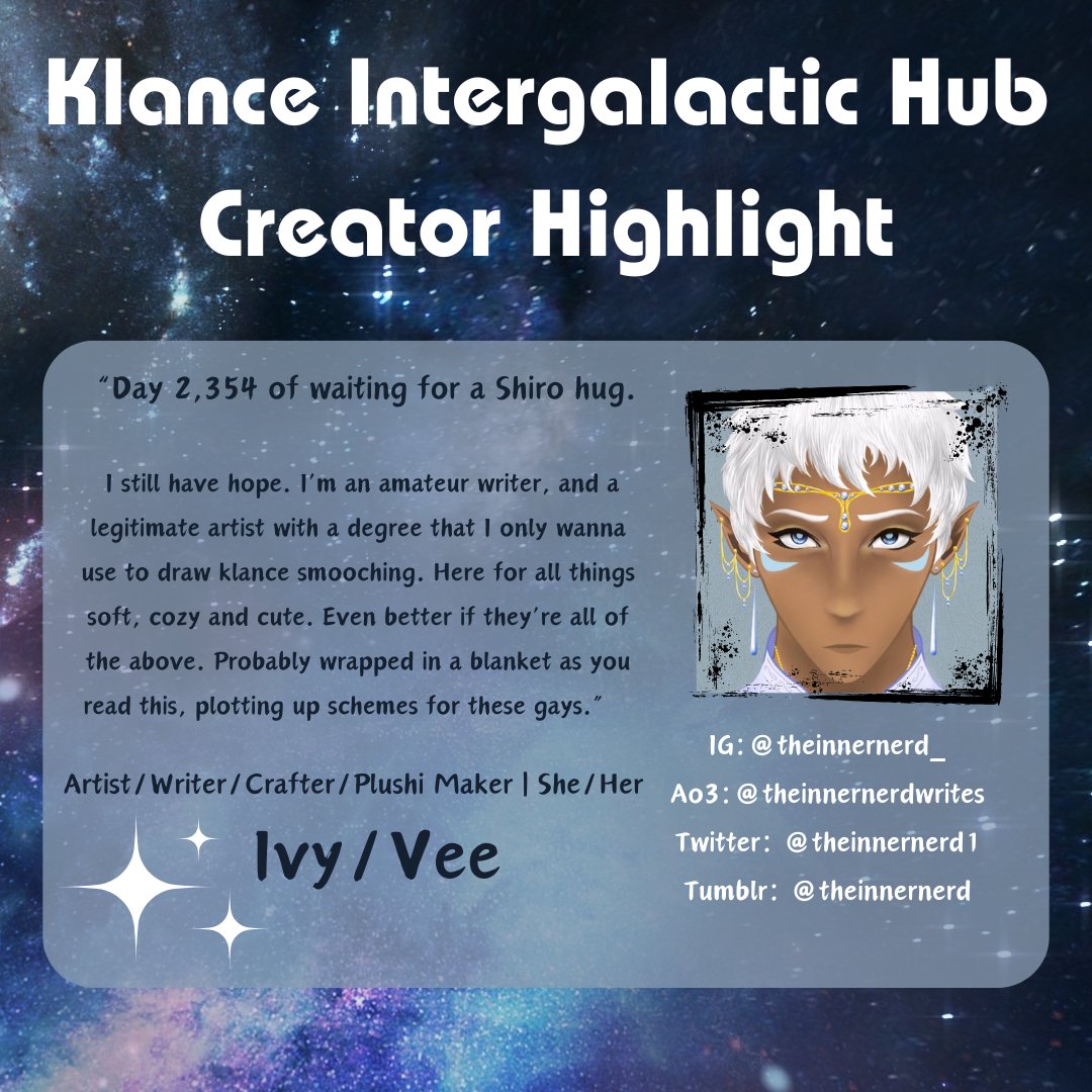 KlanceHub's tweet photo. Help us give some love to the wonderful creators in our community!

Check out @theinnernerd_ and their gorgeous art and stories! ❤️💙

#KLIHCreatorHighlight #klance #fanart #art #keith #lance #KLIH https://t.co/qHyYefucup
