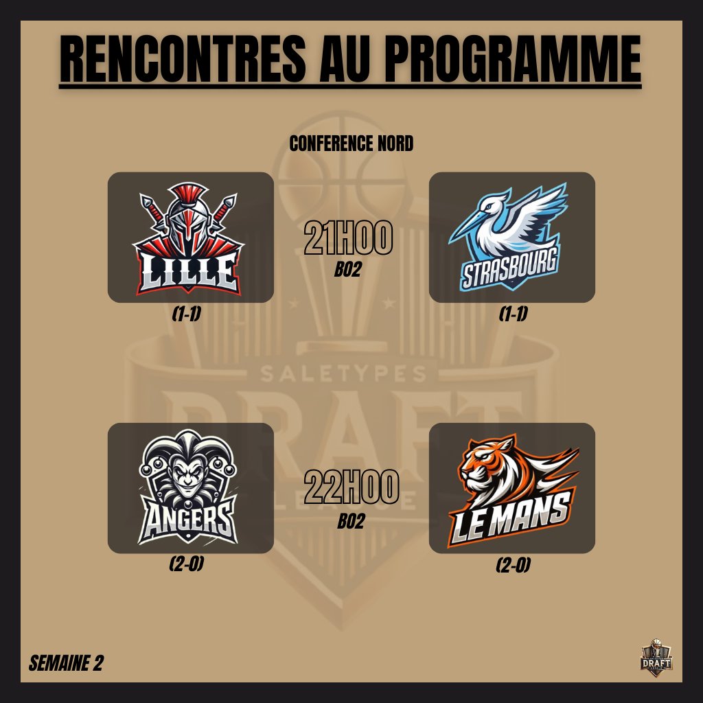 SALETYPES_'s tweet photo. Rendez-vous ce soir 20h30 🕒
Pour la fin de la Semaine 2 🏆
@LilleSDL 🆚 @StrasbourgSDL 
@AnGers_SDL 🆚 @LeMansSDL 
@Lyon_SDL 🆚 @ToulouseSDL 
@Pau_SDL 🆚 @MarseilleSDL 
♻️&amp;❤️ https://t.co/q4A0I8DTJz