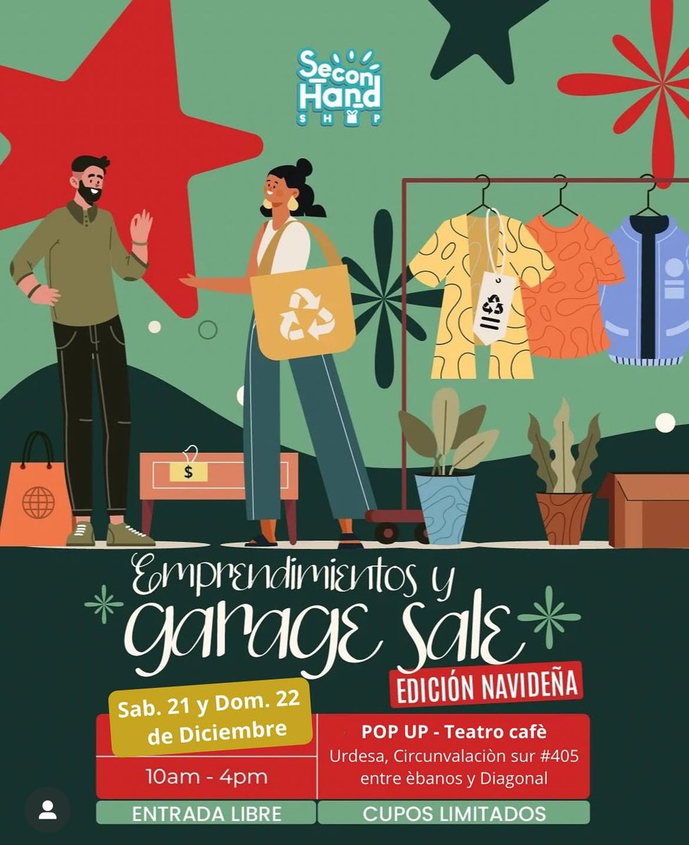 ariannavalarez0's tweet photo. Garage Sale, Feria de prendas de segunda mano edicion Navidad 🎄🌟 En Pop Up de Urdesa https://t.co/g8mGjUt2zb