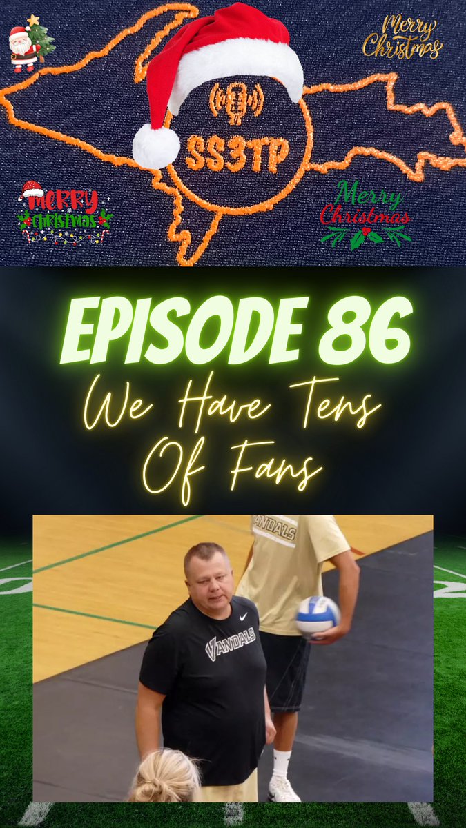 SS3TP's tweet photo. Episode 86 is the last one for 2024. Crouchy &amp; Oj recap the @CFBPlayoff and sit down with LL-H Alum @NCSACoachLamppa to chronicle his college coaching career.  #10sOfFans #volleyball @mitchstrohman #NAU  #NobodyU
https://t.co/HPTPI6Eqci https://t.co/QWvobCxPlY