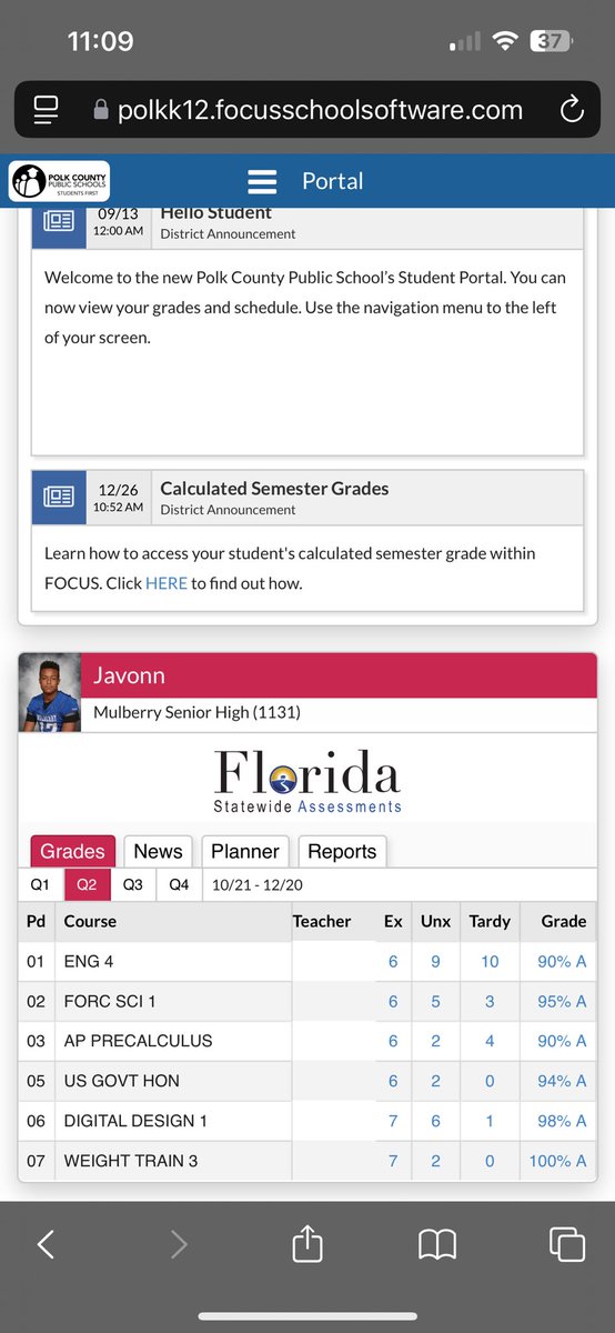 Gotta be a student before you can be an athlete! A-B honor roll, Straight A’s and a 3.5 gpa to top it off <a href="/mannypopo/">Manny Pulido</a> <a href="/H2_Recruiting/">Hasani (H2) | Football Recruiting</a> <a href="/MulberryFB/">Mulberry Football</a>
