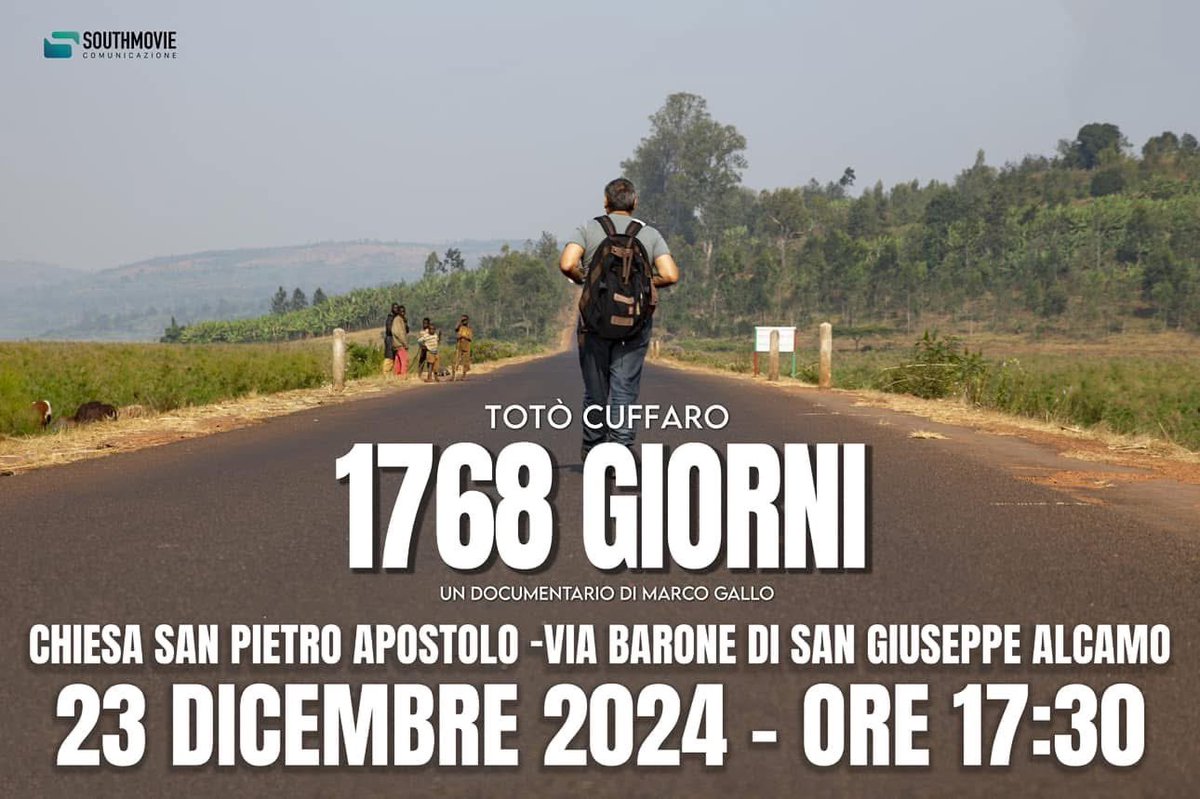 Domani, lunedì 23 dicembre, alle ore 17,30, presso la chiesa San Pietro Apostolo, in via Barone di San Giuseppe verrà proiettato ad Alcamo il film “1768 giorni”. L'ingresso è gratuito.

La pellicola è del regista Marco Gallo, che ha ripercorso parte della mia vita. 

Vi aspetto