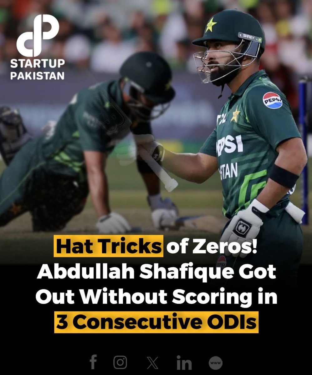 PakStartup's tweet photo. Hat Tricks of Zeros! Abdullah Shafique Got Out Without Scoring in 3 Consecutive ODIs

#abdullahshafique #consecutive #zeroes https://t.co/v19LNuQrMI