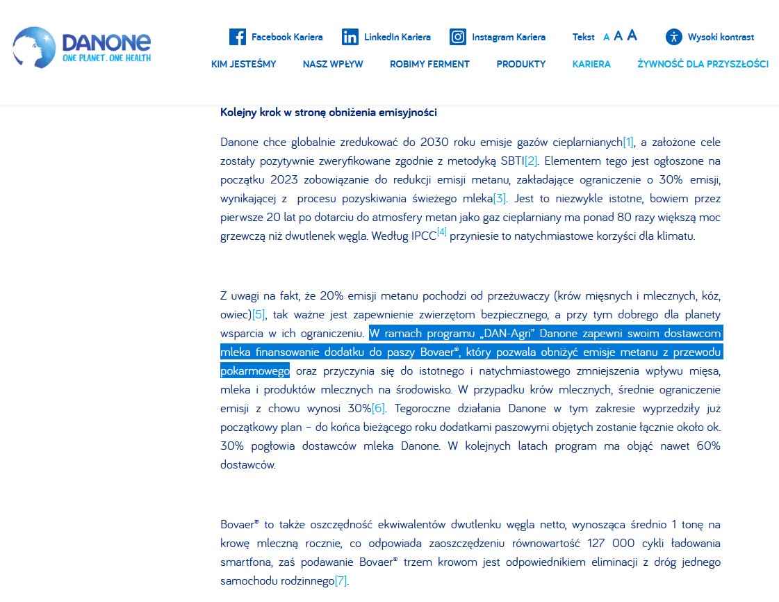 UWAGA! Firma <a href="/DanonePolska/">Danone Polska</a> "zapewni swoim dostawcom mleka finansowanie dodatku do paszy Bovaer®, który pozwala obniżyć emisje metanu z przewodu pokarmowego". Smacznego!
danone.pl/nowa-stdanone-…